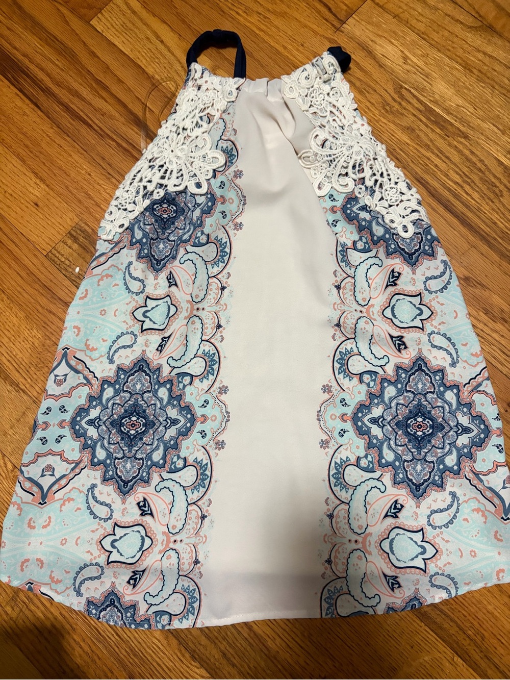 Lace Halter Tank with Pastel Paisley Panels